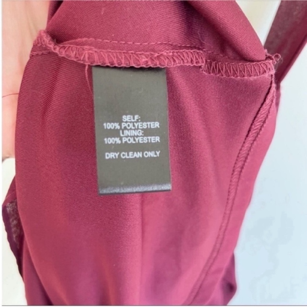 Lulu's Forevermore burgundy skater dress mini halter semi sheer lined - Picture 7 of 9